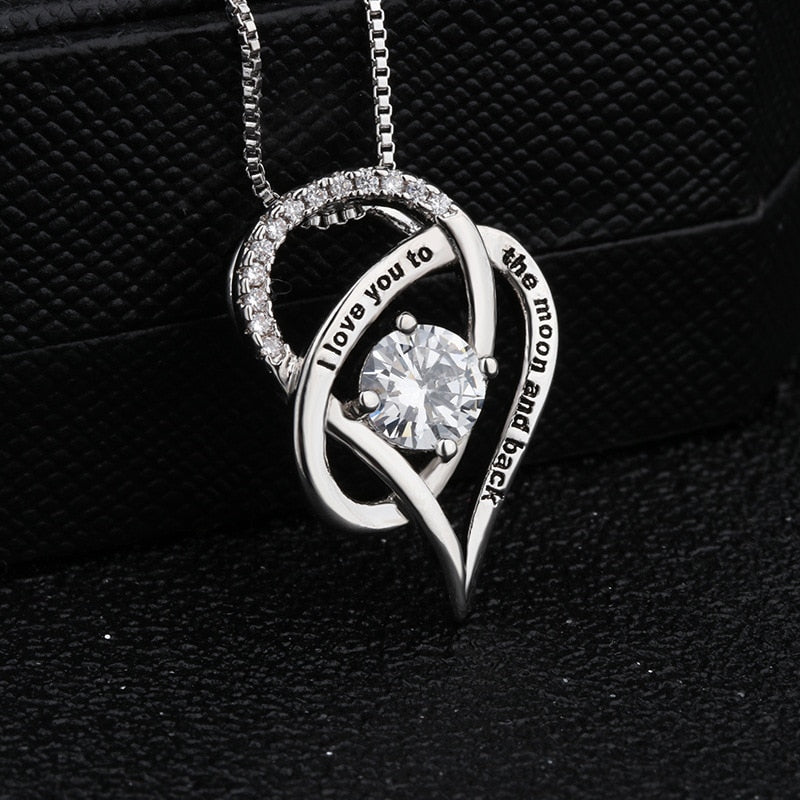 Mother Necklace Women Jewellry Mother's Day Gift "i love you to the moon and back" Heart Necklaces To My Mom Birthday