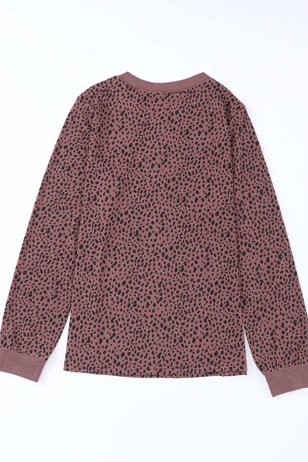 Red Animal Spotted Print Round Neck Long Sleeve Top