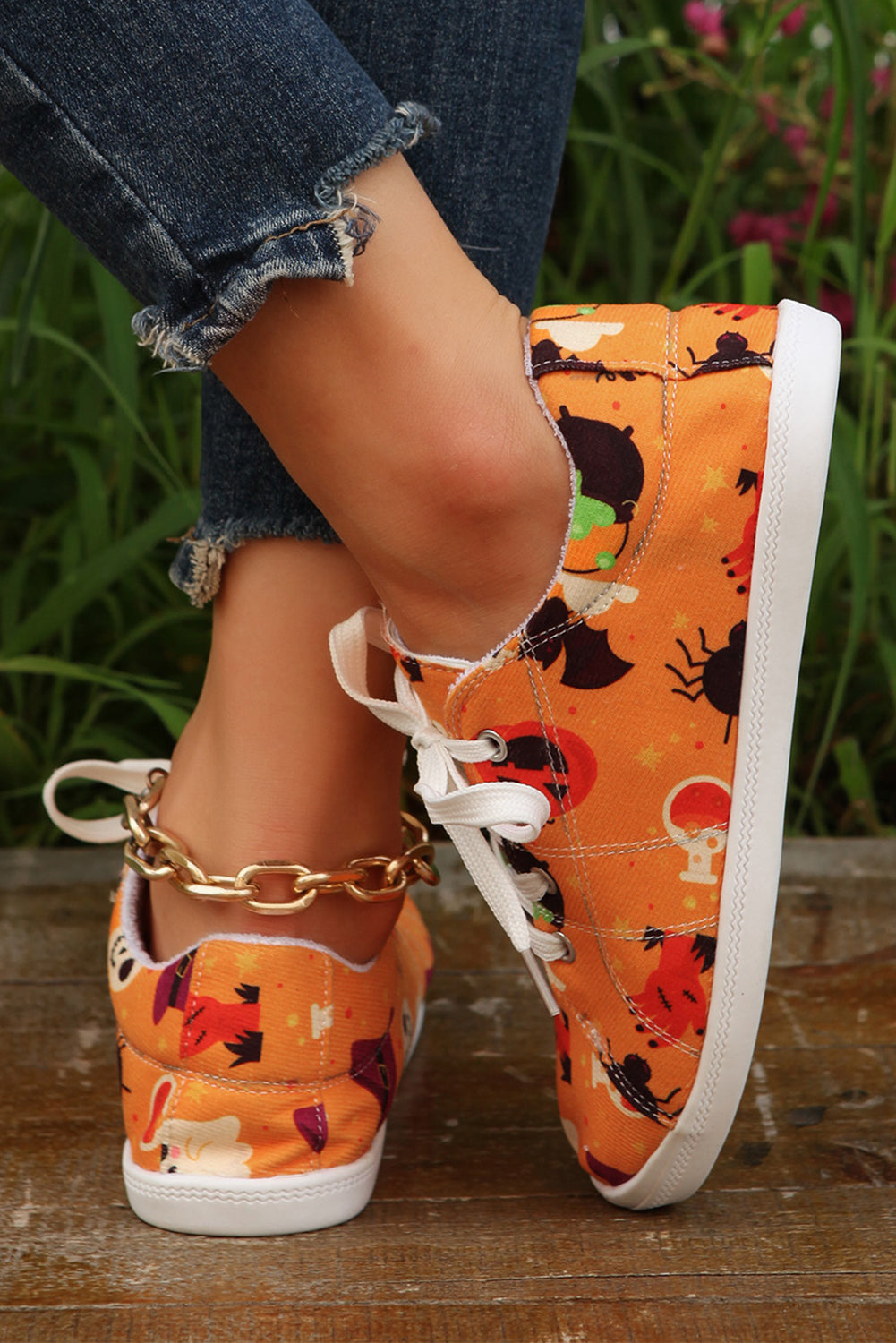 Russet Orange Halloween Ghouls & Pumpkin Sneakers