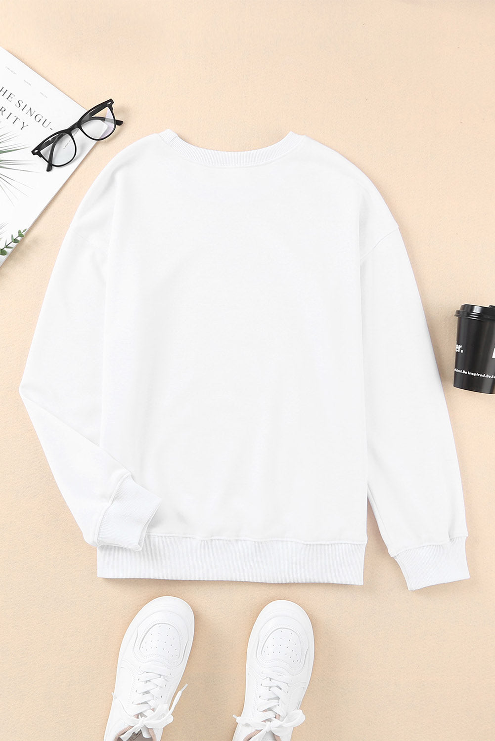 Red Plain Comfy Crew Neck Pullover Sweatshirt