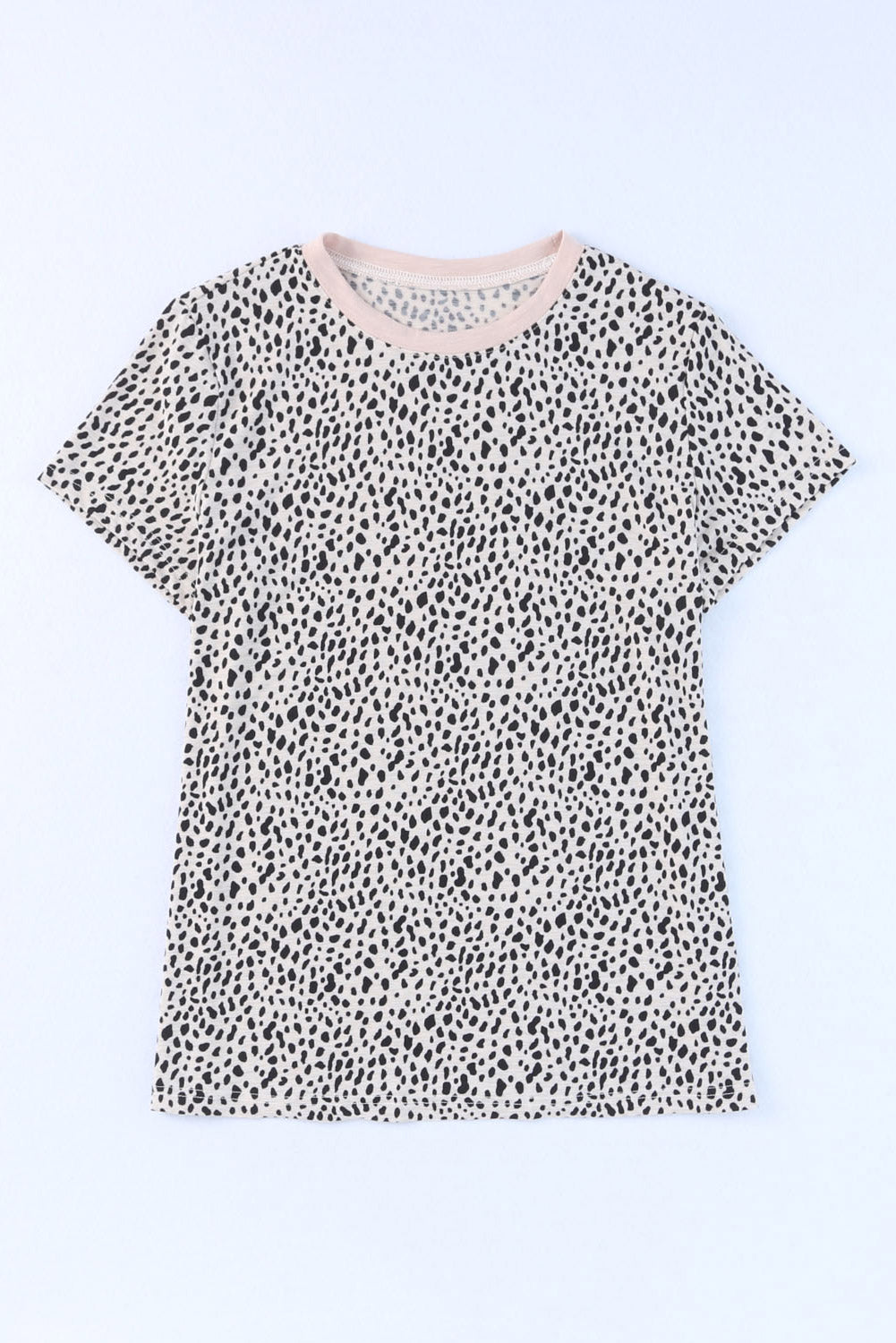 Grey Cheetah Print Casual Crew Neck T Shirt