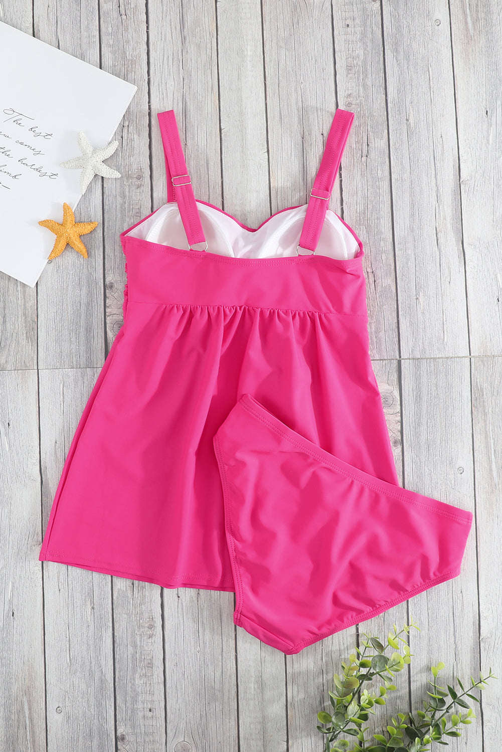 Rosy Casual Cross Swing Tankini Swimsuit