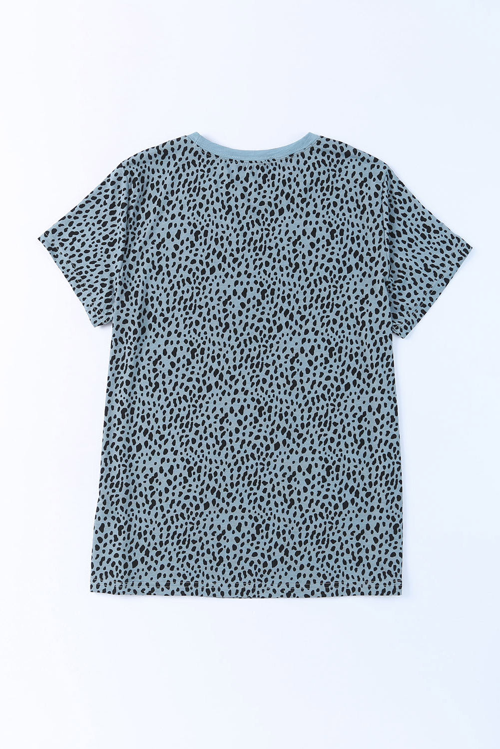 Grey Cheetah Print Casual Crew Neck T Shirt