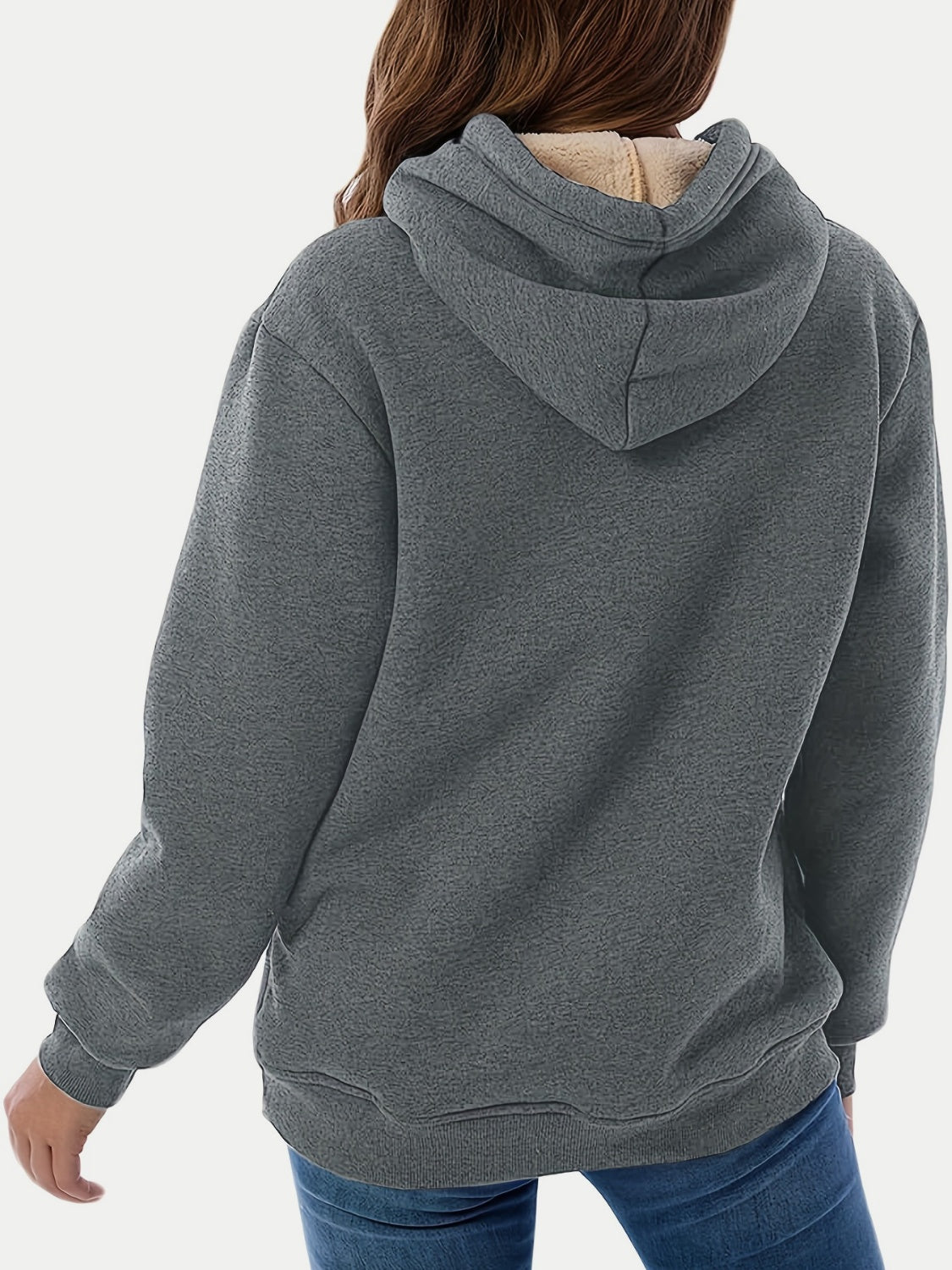 Drawstring Long Sleeve Hoodie with Kangaroo Pocket