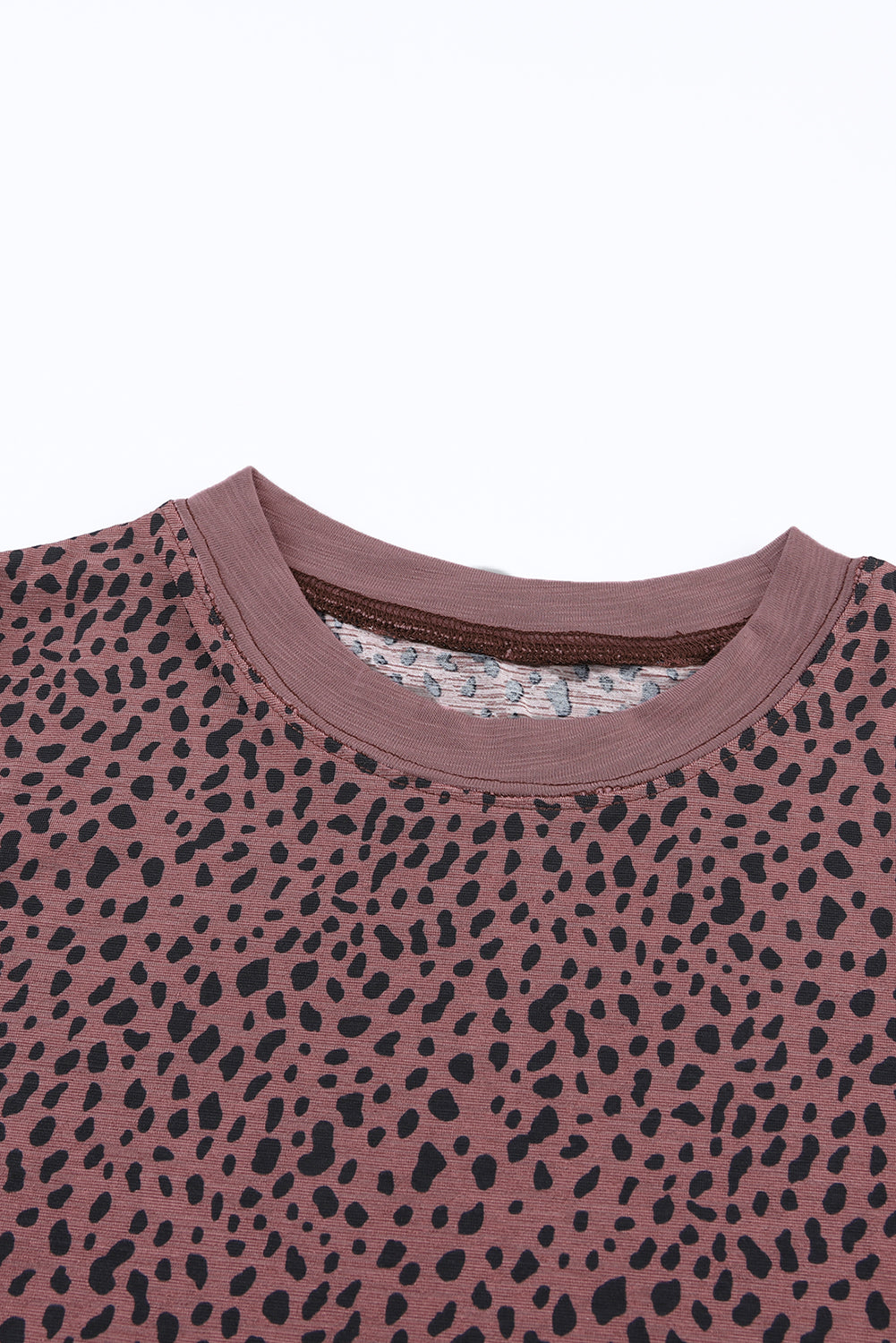 Red Animal Spotted Print Round Neck Long Sleeve Top