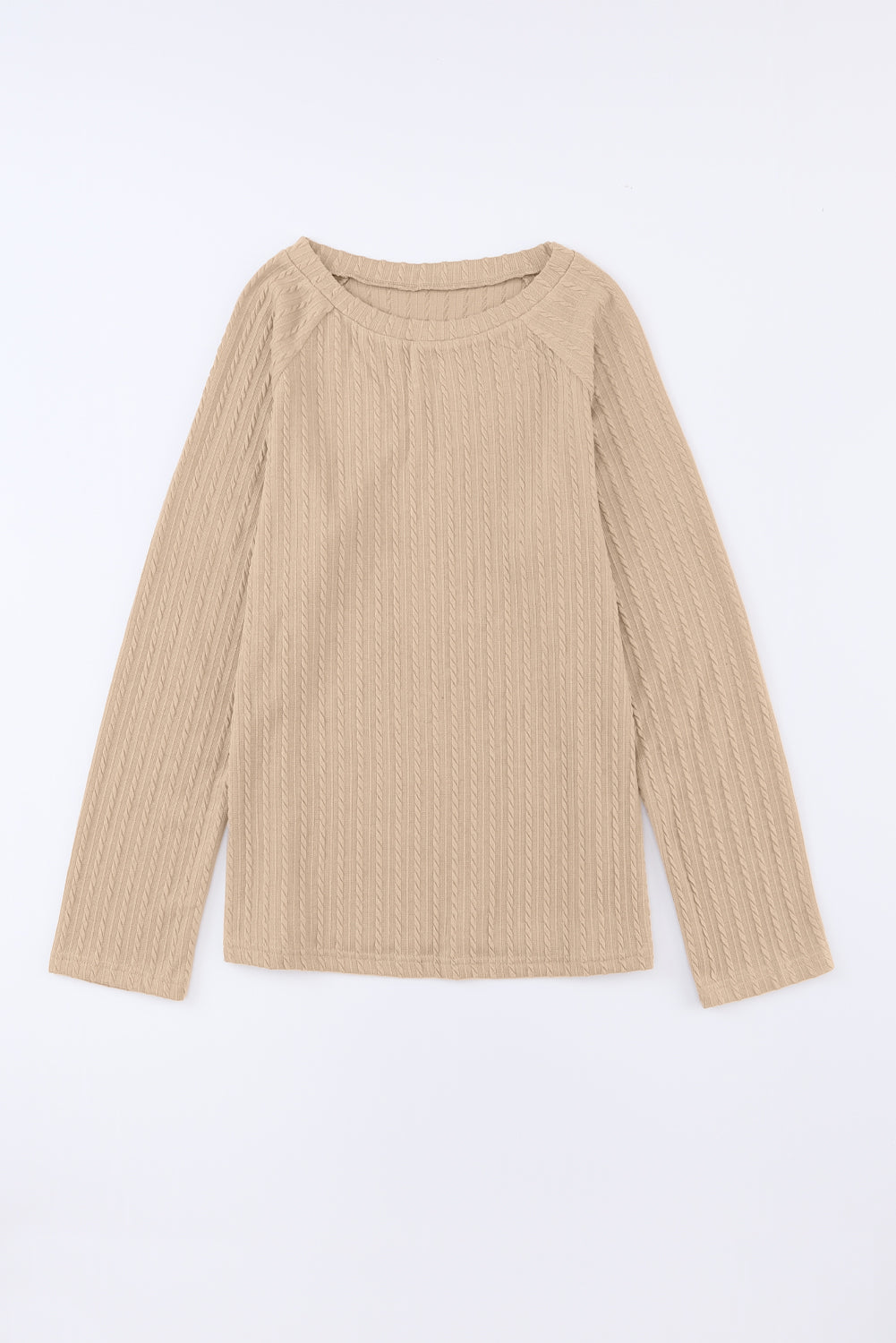 Green Ribbed Round Neck Knit Long Sleeve Top