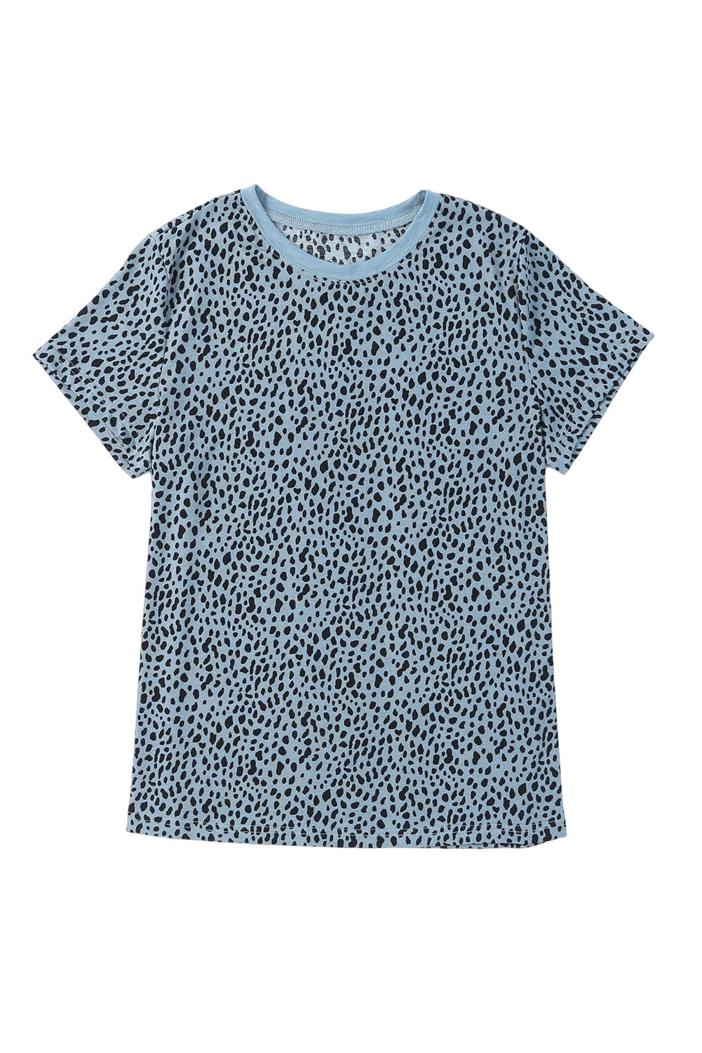 Grey Cheetah Print Casual Crew Neck T Shirt