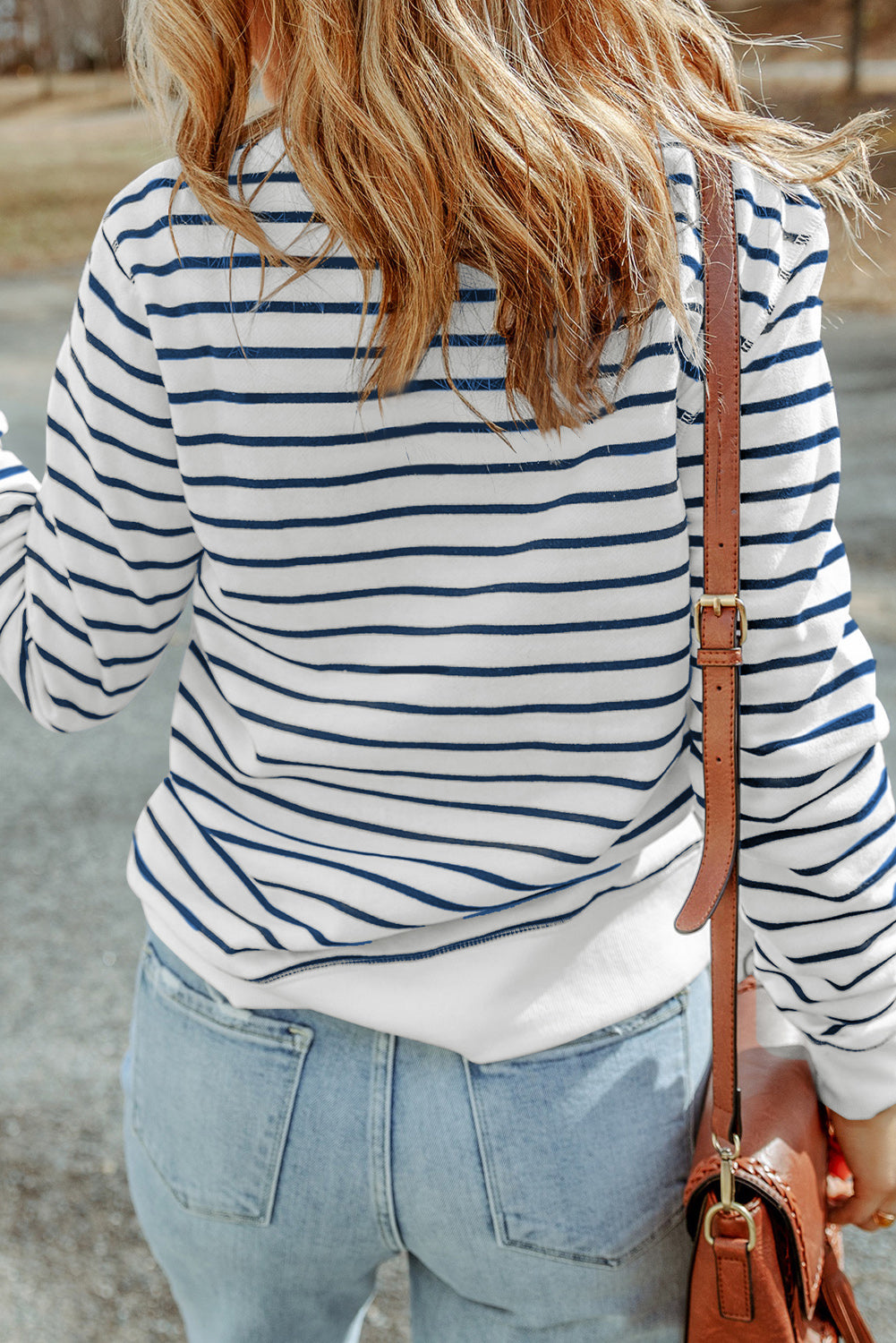 Striped Print Casual Long Sleeve Pullover Top