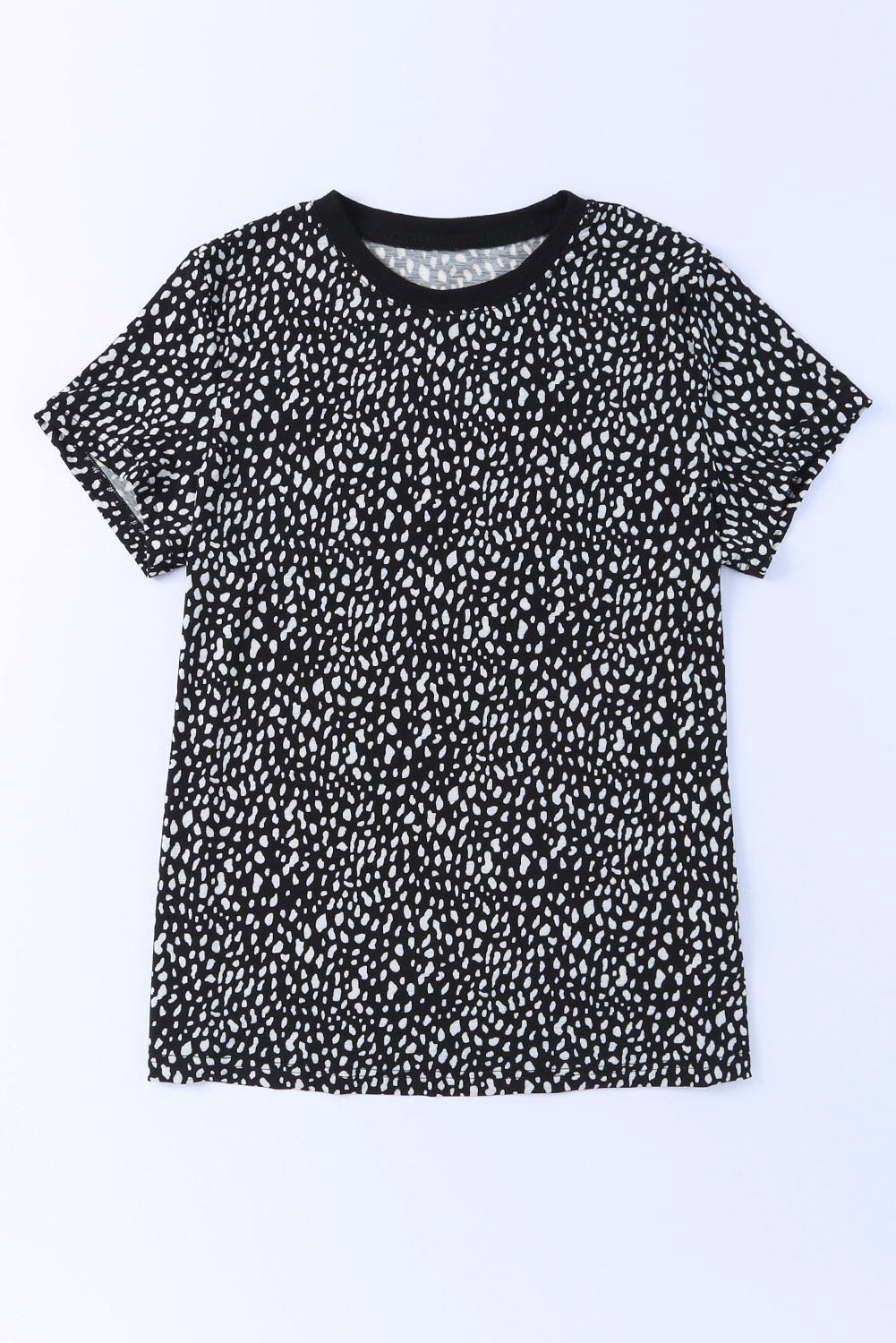 Grey Cheetah Print Casual Crew Neck T Shirt