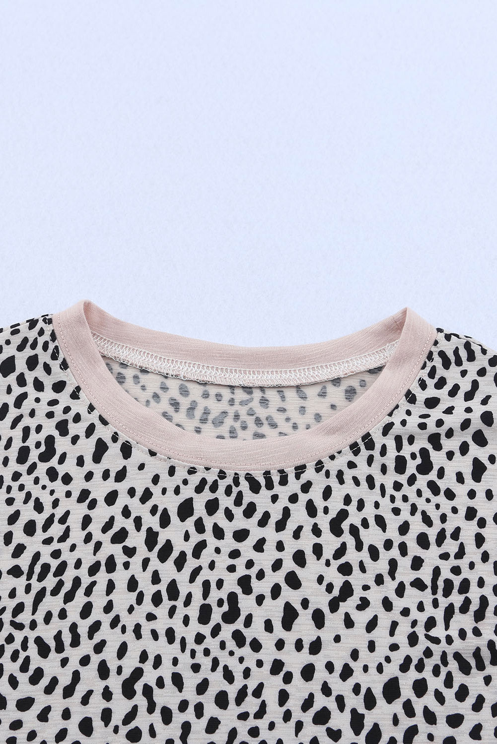 Grey Cheetah Print Casual Crew Neck T Shirt