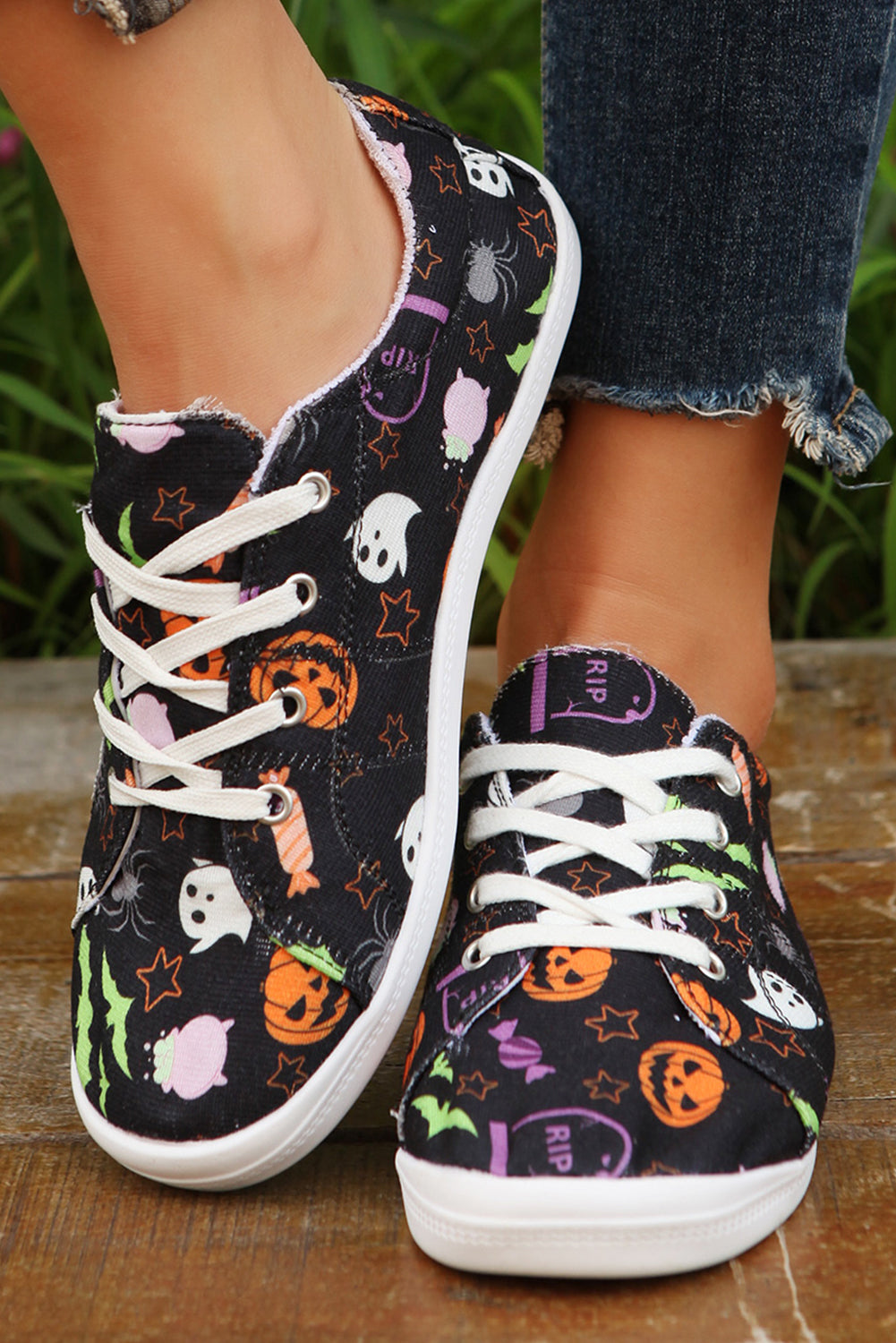 Russet Orange Halloween Ghouls & Pumpkin Sneakers