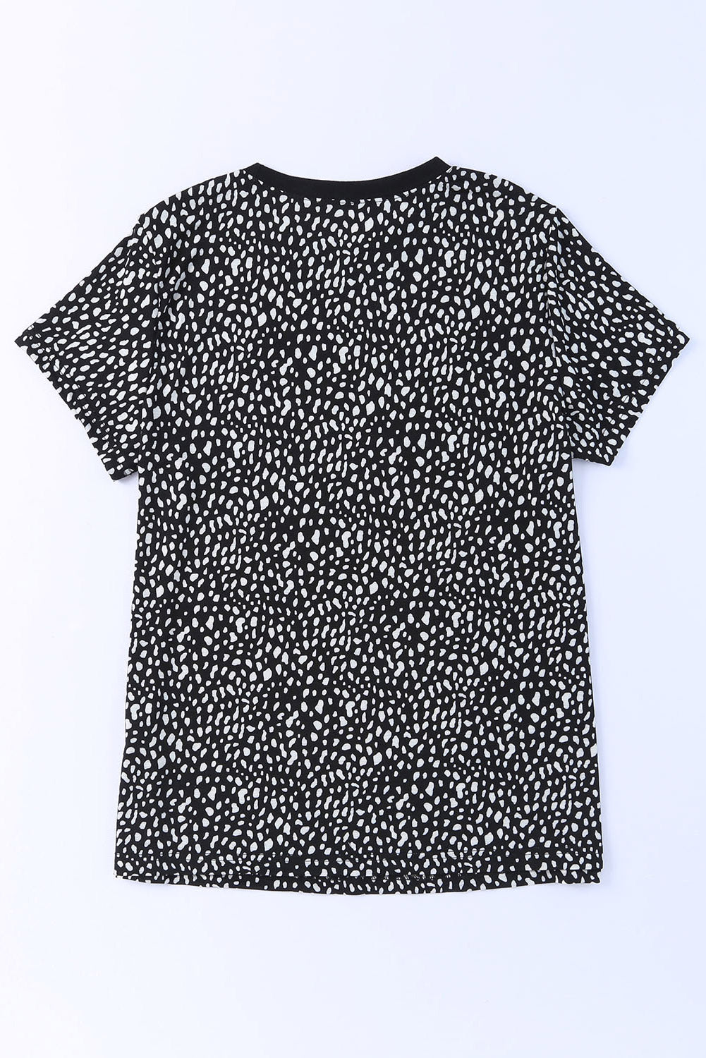 Grey Cheetah Print Casual Crew Neck T Shirt