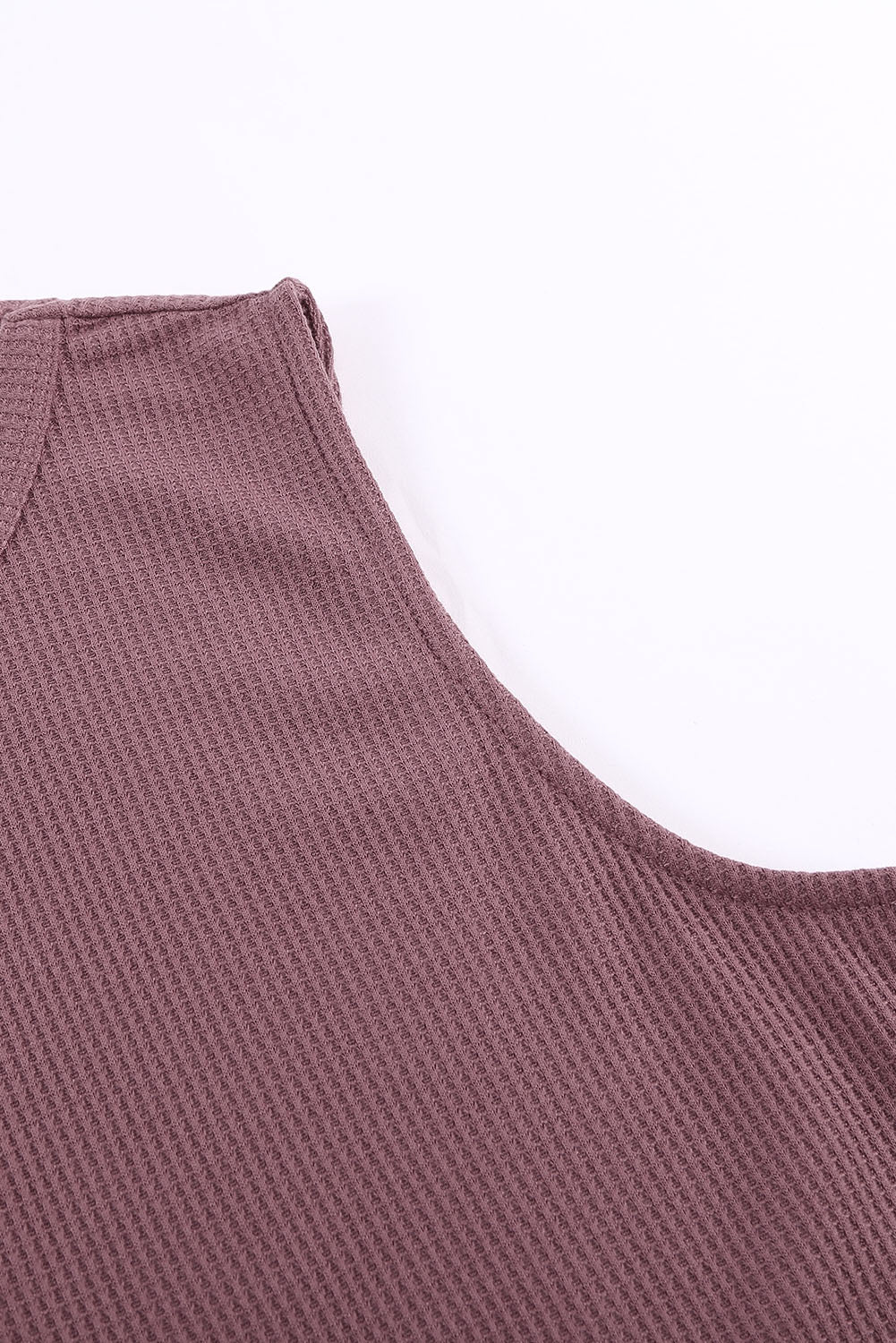 Red Basic Crew Neck Waffle Rib-Knit Tank Top