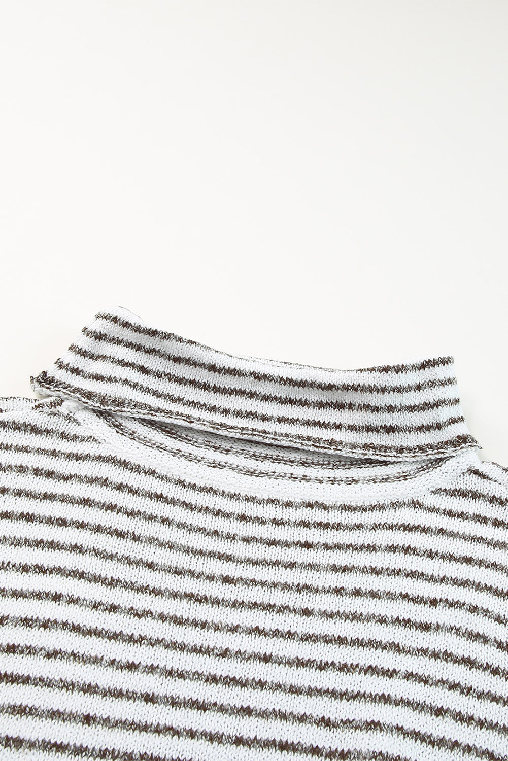 Gray Striped Turtleneck Oversized Sweater