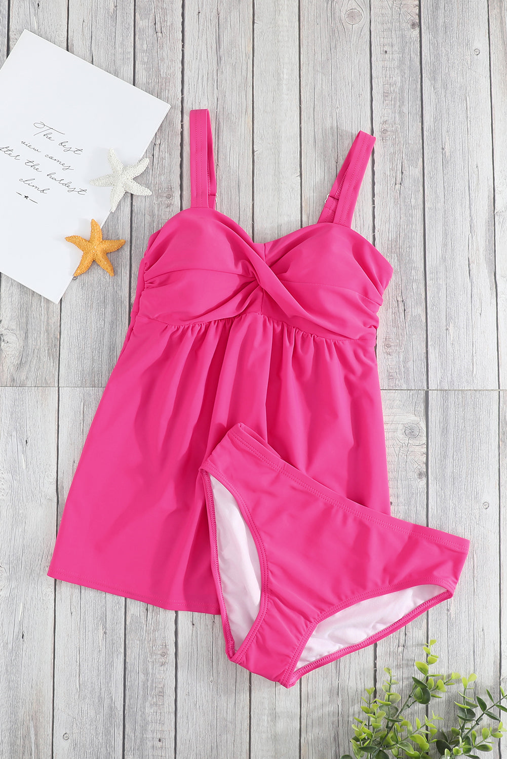 Rosy Casual Cross Swing Tankini Swimsuit