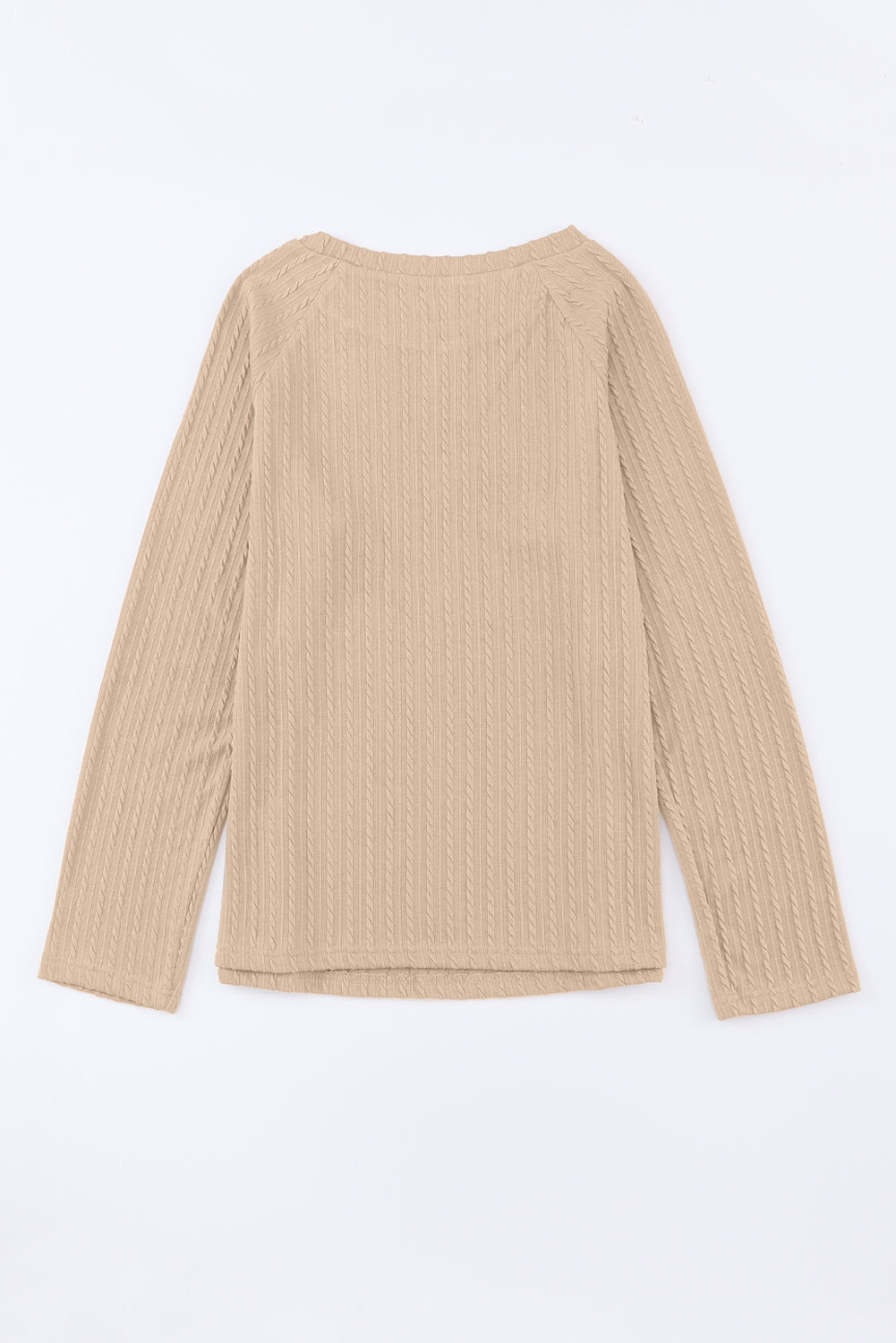 Green Ribbed Round Neck Knit Long Sleeve Top