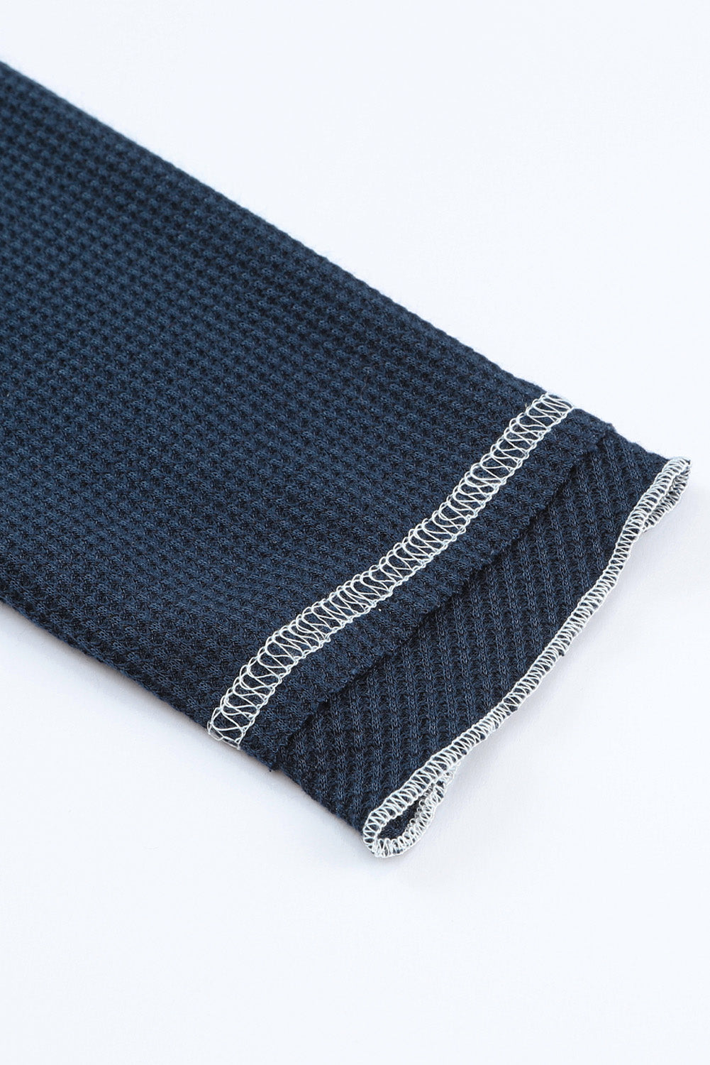 Blue Exposed Seam Textured Pullover Long Sleeve Top