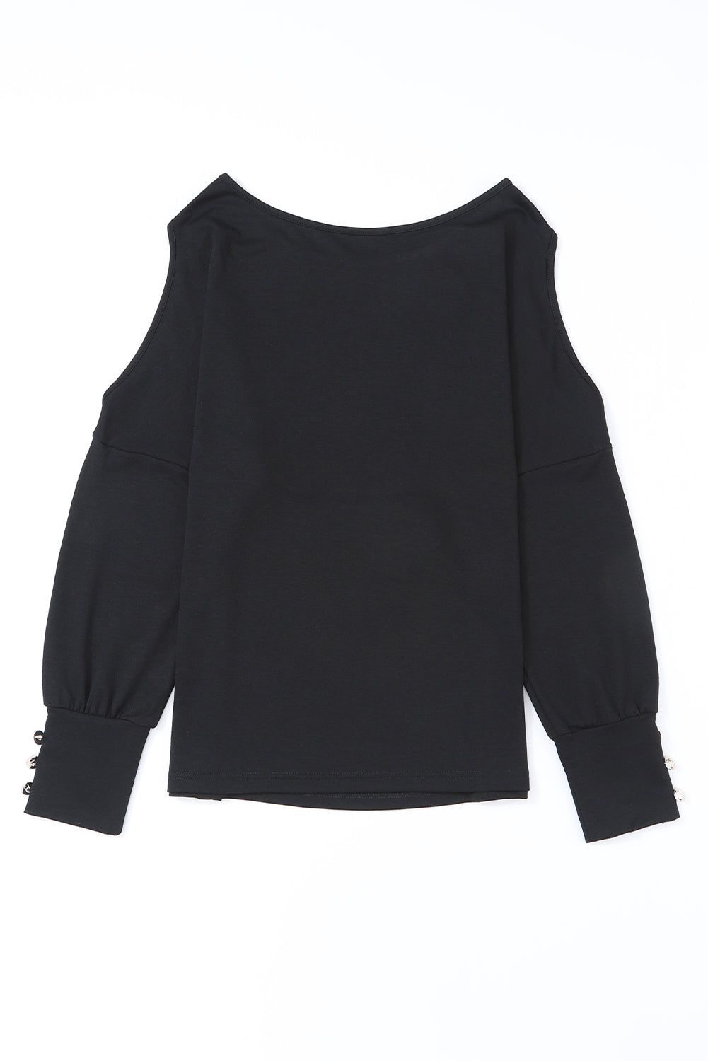 Black Boat Neck Asymmetric Cut Out Long Sleeve Top