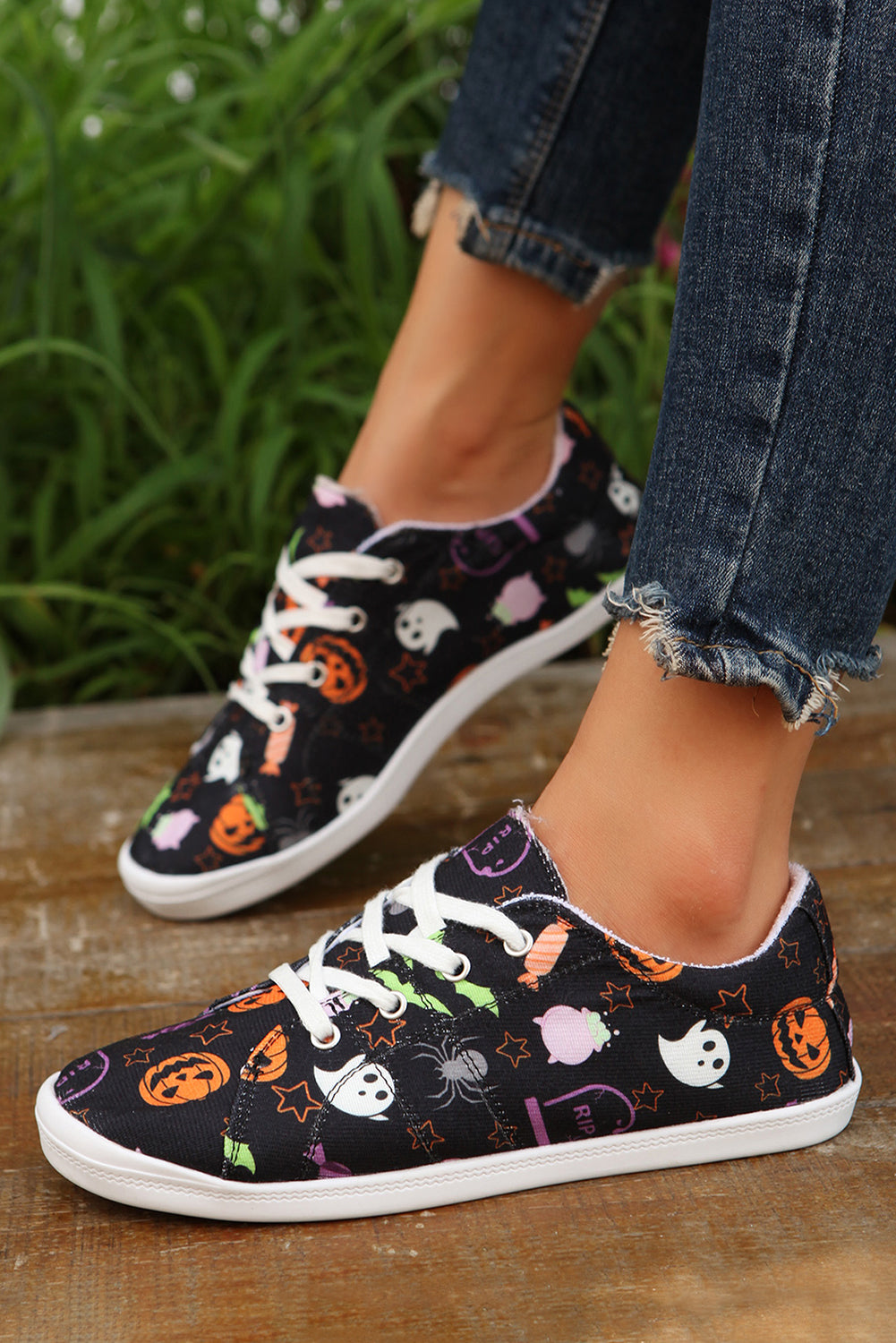 Russet Orange Halloween Ghouls & Pumpkin Sneakers