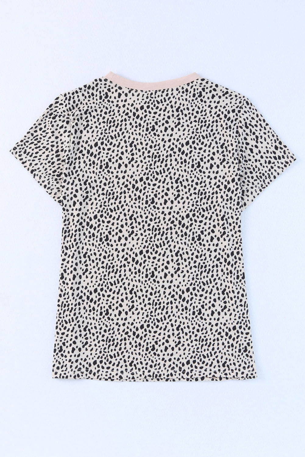 Grey Cheetah Print Casual Crew Neck T Shirt