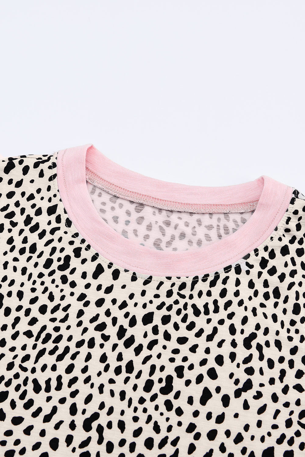 Red Animal Spotted Print Round Neck Long Sleeve Top