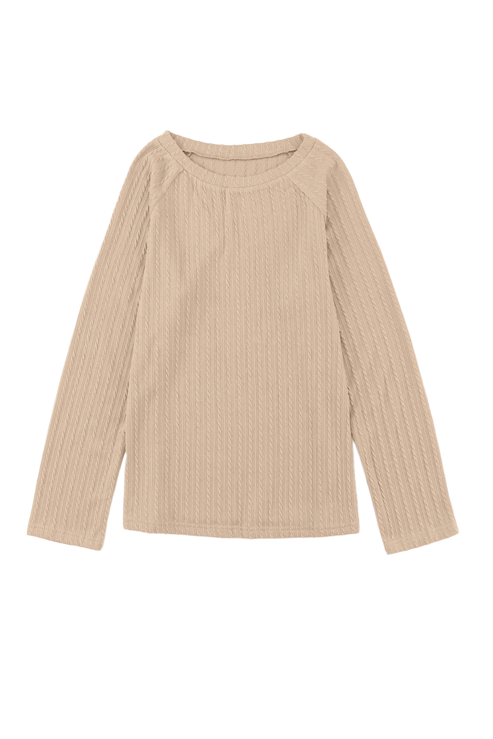 Green Ribbed Round Neck Knit Long Sleeve Top