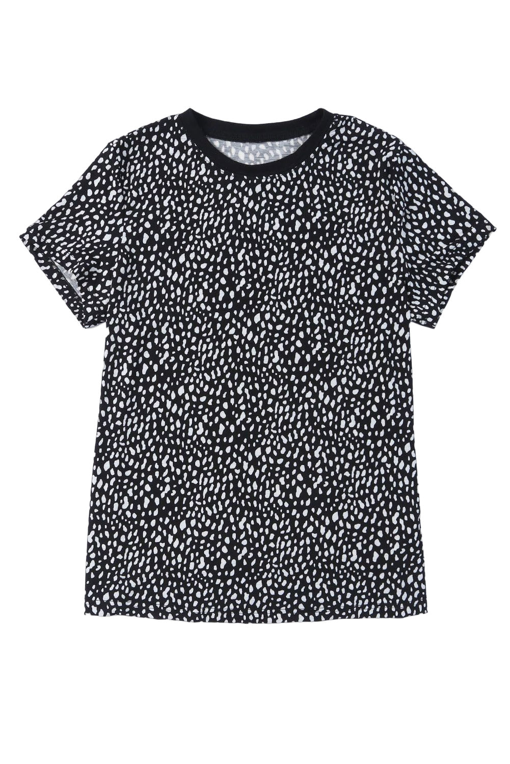 Grey Cheetah Print Casual Crew Neck T Shirt