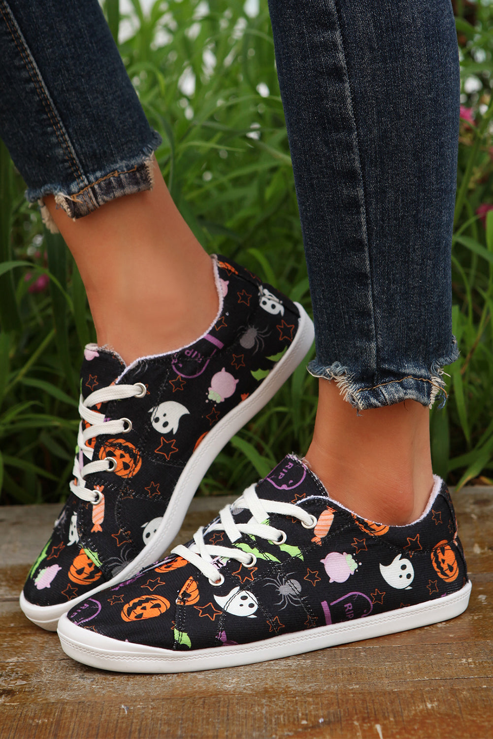 Russet Orange Halloween Ghouls & Pumpkin Sneakers