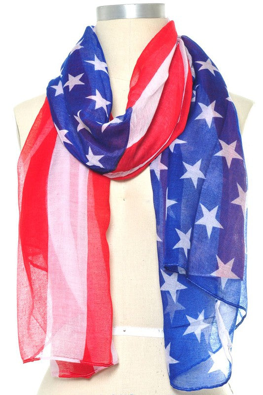 Full Size American Flag Theme Oblong Scarf