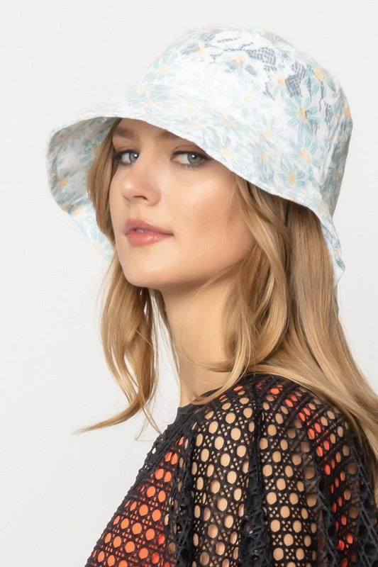 Daisy Printed Laced Bucket Hat