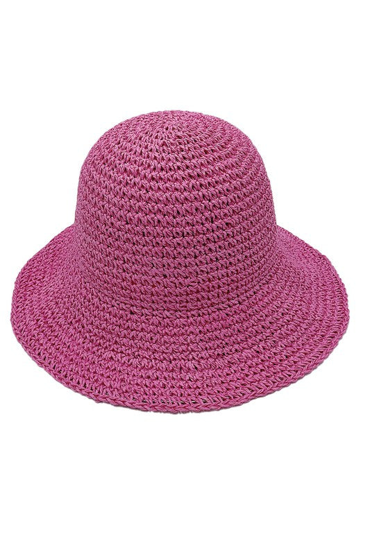 Solid Colored Straw Bucket Hat