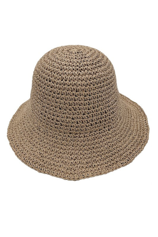 Solid Colored Straw Bucket Hat