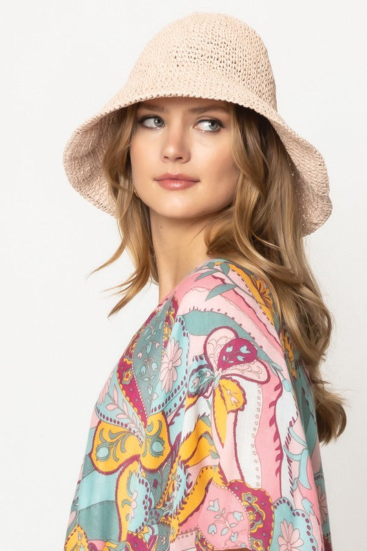 Solid Colored Straw Bucket Hat