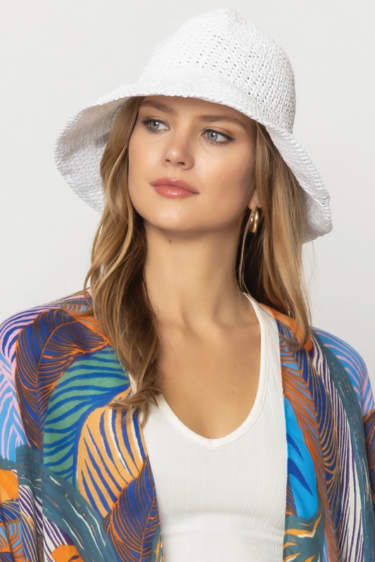 Solid Colored Straw Bucket Hat