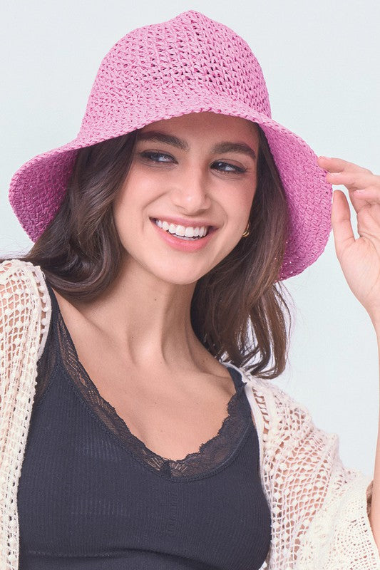 Solid Colored Straw Bucket Hat