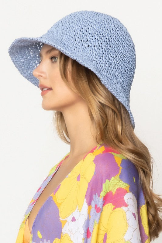 Solid Colored Straw Bucket Hat