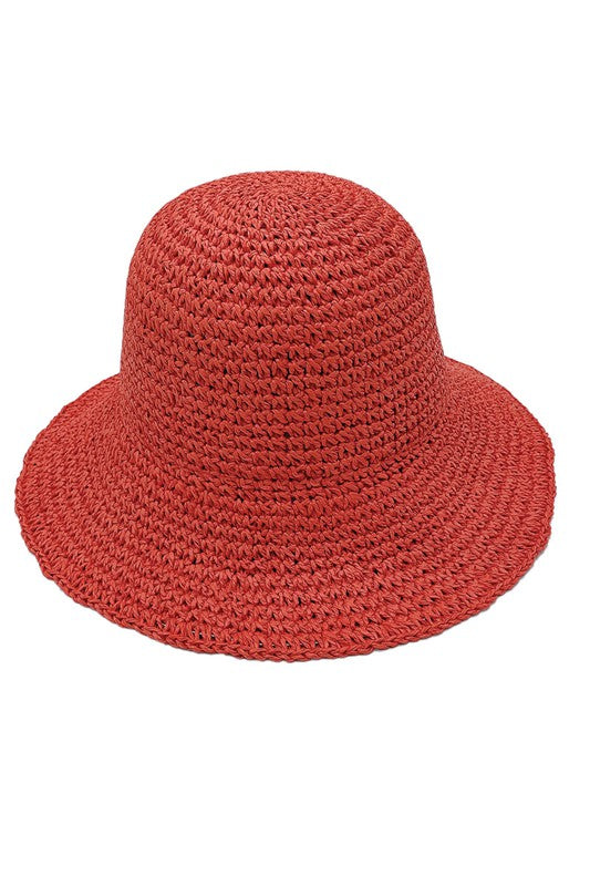 Solid Colored Straw Bucket Hat