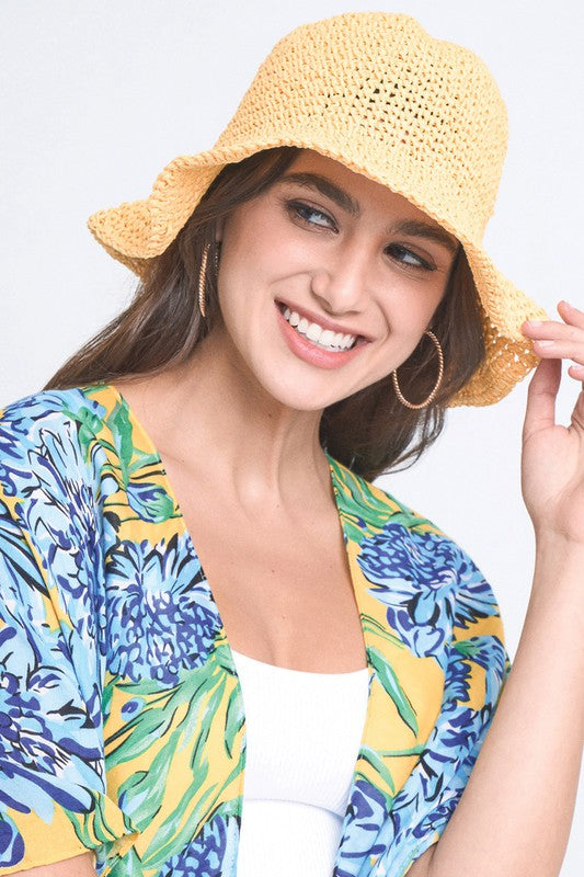 Solid Colored Straw Bucket Hat