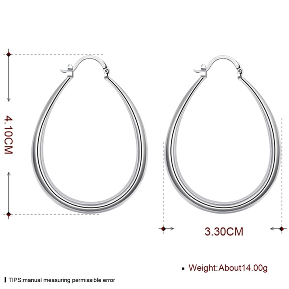 Dotefil 925 Sterling Silver Smooth Circle 41mm Hoop Earrings For Women Lady Gift Fashion Charm High Quality Wedding Jewelry