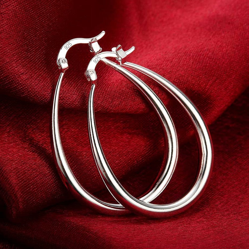 Dotefil 925 Sterling Silver Smooth Circle 41mm Hoop Earrings For Women Lady Gift Fashion Charm High Quality Wedding Jewelry