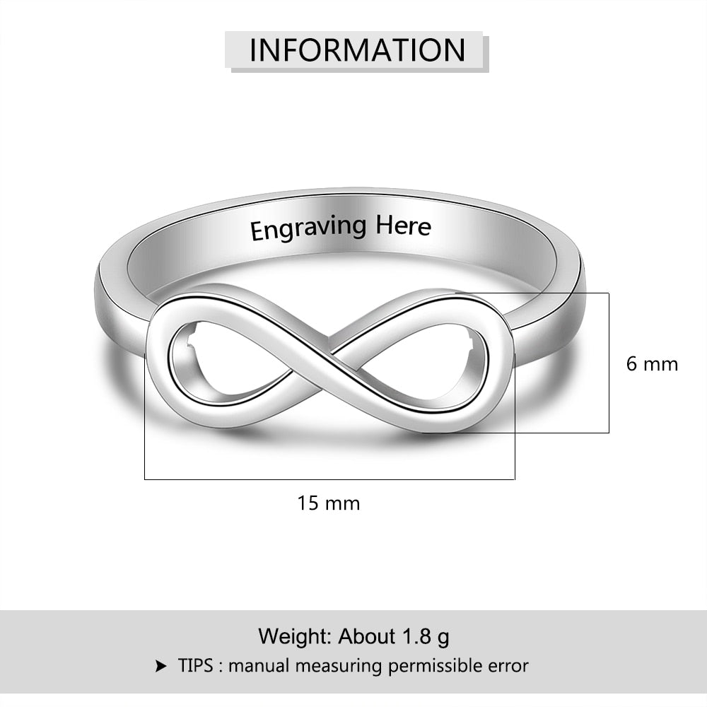 Personalized Infinity Ring Silver Color Custom Name Wedding Gift Love Forever Ring for Women Fashion Jewelry Lam Hub Fong