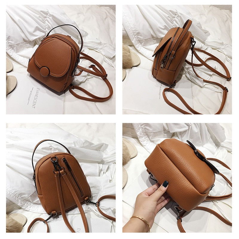 Designer Fashion Women Leather Backpack Mini Small Backpack