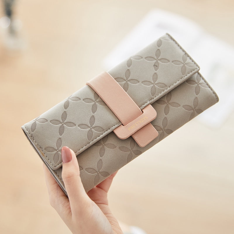 Women Fashion Hasp Three-Folds Wallet Portable Multifunction Long Change Purse Hot Female Coin Zipper Clutch For Girl Phone Bag