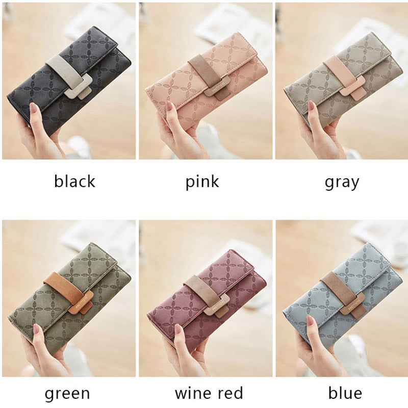 Women Fashion Hasp Three-Folds Wallet Portable Multifunction Long Change Purse Hot Female Coin Zipper Clutch For Girl Phone Bag