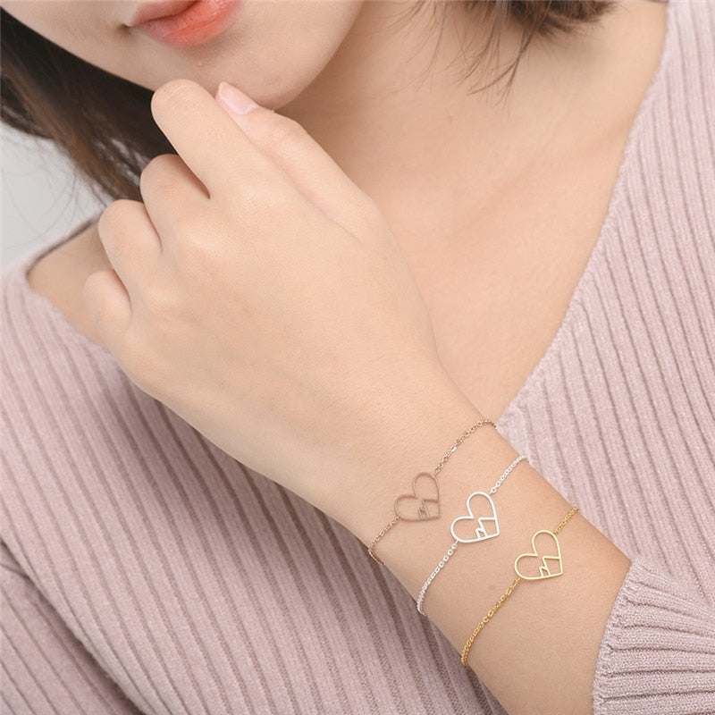 Origami Mountain Armband Rose Heart Bracelets For Women Love Jewelry Stainless Steel Charm Girlfriend Gift 2022