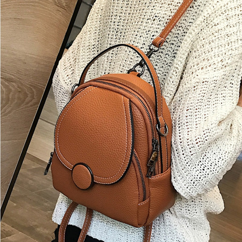 Designer Fashion Women Leather Backpack Mini Small Backpack