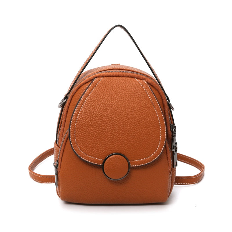 Designer Fashion Women Leather Backpack Mini Small Backpack