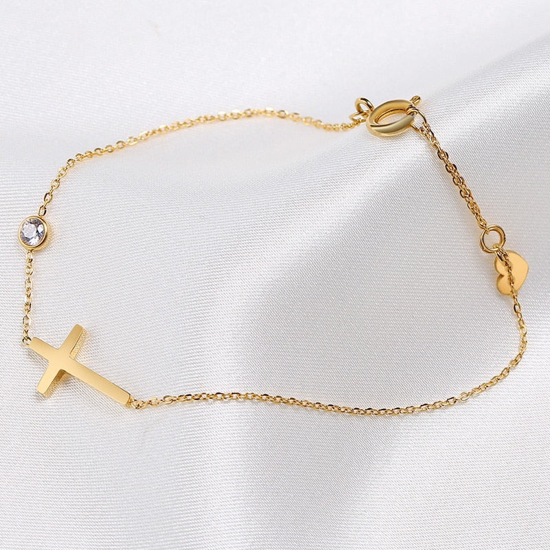 Ultra Thin Chain Link Cross Bracelet Stainless Steel Women&#39;s Adjustable Link Stacked Layered Chain Bracelets