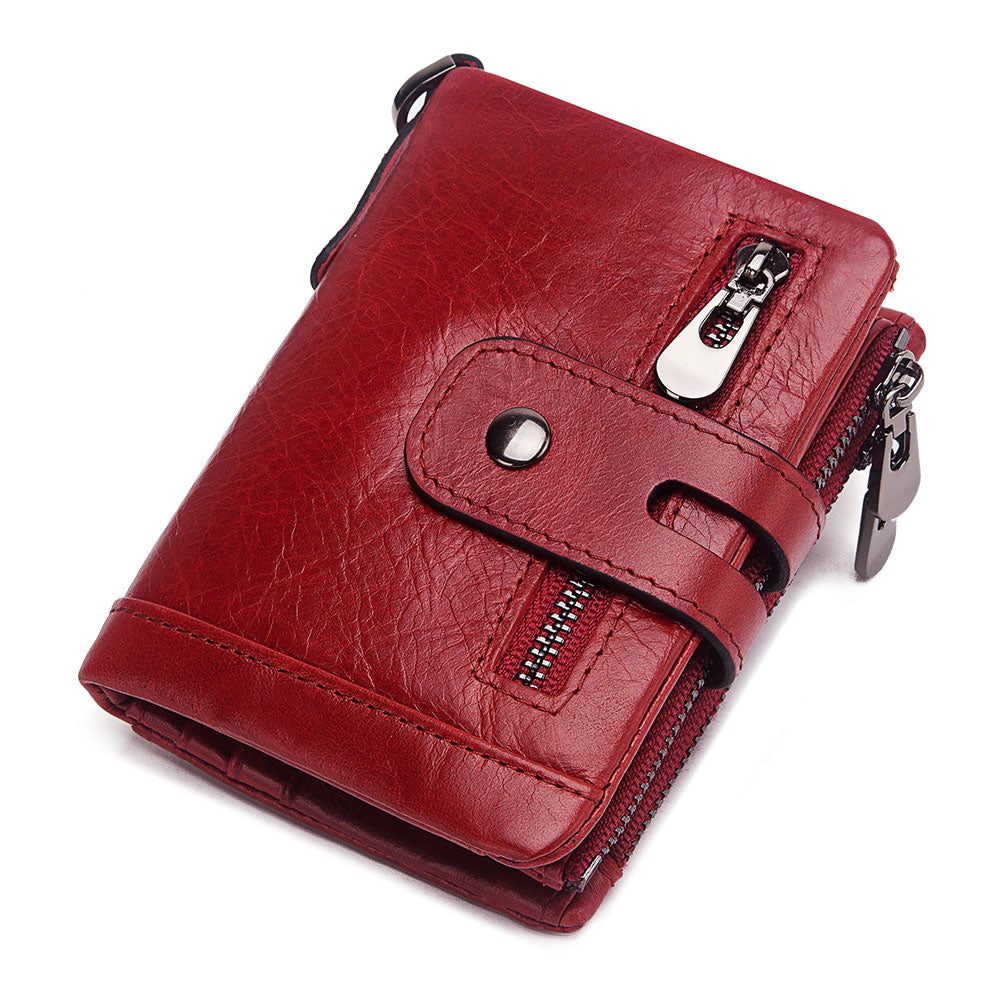 Free Engraving Cowhide Genuine Leather Men Wallet Coin Purse Mini Card Holder Chain PORTFOLIO Portomonee Male Walet Pocket Chain