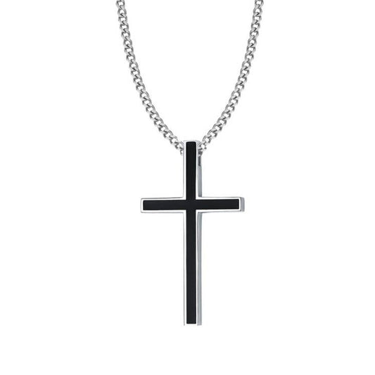 Meaeguet Classic Black Jesus Cross Necklaces Pendants Women Men Stainless Steel Prayer Crucifix  Male Chocker Chain